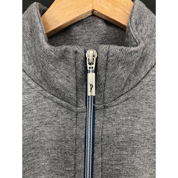 Tommy Bahama Mens Ribbed Knit Lounge Quarter-Zip Shirt M Gray Pullover Golf - Picture 4 of 10